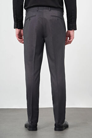 Siyah Kendinden Desenli Bez Ayağı Yan Cep Comfort Fit Classic Pantolon 1003245166