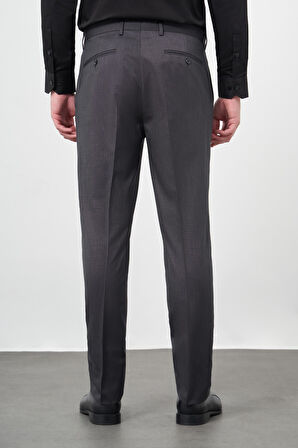 Siyah Kendinden Desenli Bez Ayağı Yan Cep Comfort Fit Classic Pantolon 1003245166