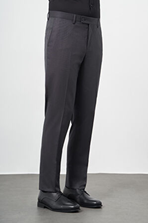 Siyah Kendinden Desenli Bez Ayağı Yan Cep Comfort Fit Classic Pantolon 1003245166