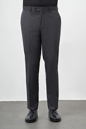 Siyah Kendinden Desenli Bez Ayağı Yan Cep Comfort Fit Classic Pantolon 1003245166