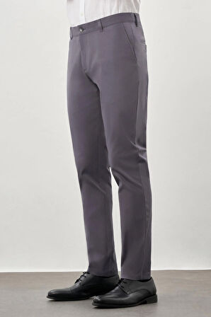 Füme Kendinden Desenli Bez Ayağı Pamuklu Yan Cep Slim Fit Casual Pantolon 1003245168