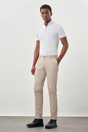 Toprak Kendinden Desenli Bez Ayağı Pamuklu Yan Cep Slim Fit Casual Pantolon 1003245168