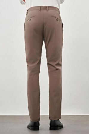 Haki Kendinden Desenli Bez Ayağı Pamuklu Yan Cep Slim Fit Casual Pantolon 1003245168