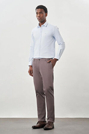 Füme Düz Armürlü Pamuklu Yan Cep Comfort Fit Casual Pantolon 1003245169