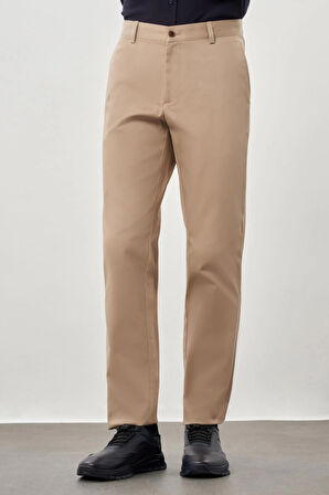 Koyu Bej Düz Armürlü Pamuklu Yan Cep Comfort Fit Casual Pantolon 1003245169