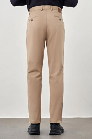 Koyu Bej Düz Armürlü Pamuklu Yan Cep Comfort Fit Casual Pantolon 1003245169