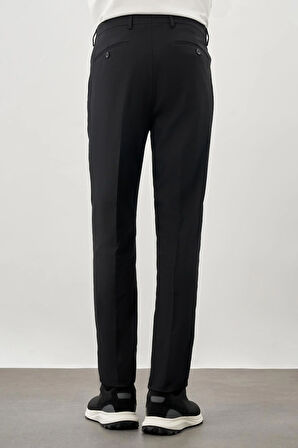Siyah Düz Bez Ayağı Esnek Yan Cep Slim Fit Classic Pantolon 1003245207_001