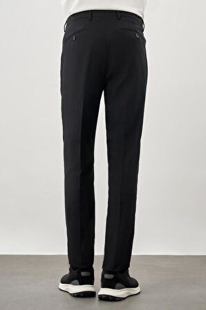 Siyah Düz Bez Ayağı Esnek Yan Cep Slim Fit Classic Pantolon 1003245207_001
