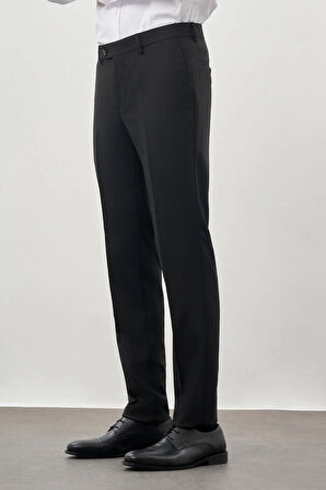 Siyah Düz Gabardin Esnek Yan Cep Slim Fit Classic Pantolon 1003245209_001