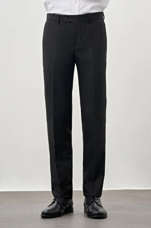 Siyah Düz Gabardin Esnek Yan Cep Slim Fit Classic Pantolon 1003245209_001
