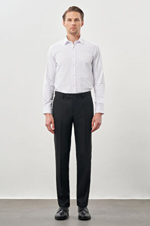 Siyah Düz Gabardin Esnek Yan Cep Slim Fit Classic Pantolon 1003245209_001