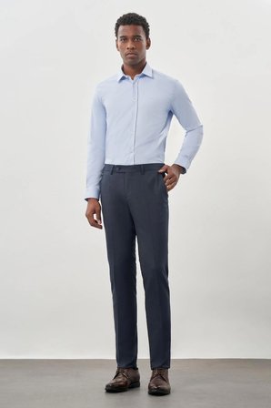 Lacivert Düz Gabardin Esnek Yan Cep Slim Fit Classic Pantolon 1003245209_202