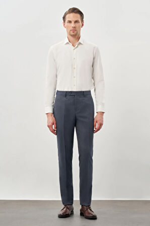 Lacivert Düz Gabardin Esnek Yan Cep Slim Fit Classic Pantolon 1003245209_204