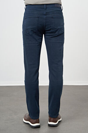 Koyu Lacivert Düz Gabardin Pamuklu 5 Cep Slim Fit Casual Pantolon 1003245318
