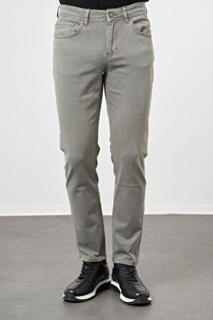 Su Yeşili Düz Gabardin Pamuklu 5 Cep Slim Fit Casual Pantolon 1003245318