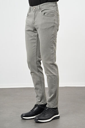 Su Yeşili Düz Gabardin Pamuklu 5 Cep Slim Fit Casual Pantolon 1003245318