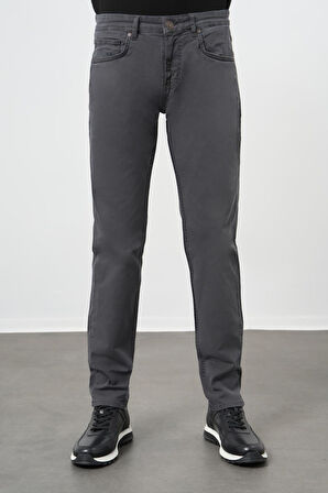 Koyu Antrasit Düz Gabardin Pamuklu 5 Cep Slim Fit Casual Pantolon 1003245319