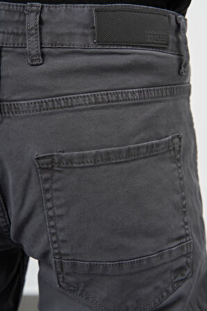 Koyu Antrasit Düz Gabardin Pamuklu 5 Cep Slim Fit Casual Pantolon 1003245319