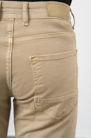 Koyu Bej Düz Gabardin Pamuklu 5 Cep Slim Fit Casual Pantolon 1003245319