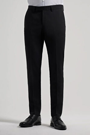 Siyah Esnek Yandan Cepli Slim Fit Classic Pantolon 1003250106