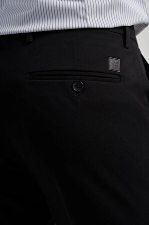 Siyah Esnek Yandan Cepli Slim Fit Classic Pantolon 1003250106