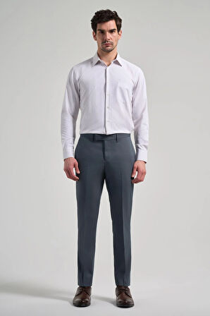 Koyu Antrasit Esnek Yandan Cepli Slim Fit Classic Pantolon 1003250106