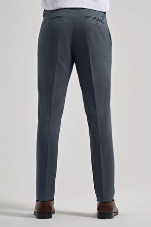Koyu Antrasit Esnek Yandan Cepli Slim Fit Classic Pantolon 1003250106