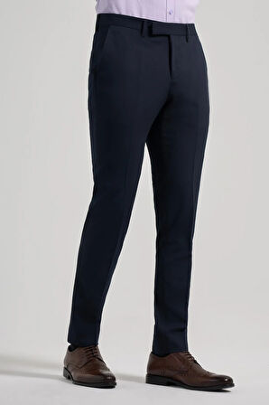 Koyu Lacivert Esnek Yandan Cepli Slim Fit Classic Pantolon 1003250106