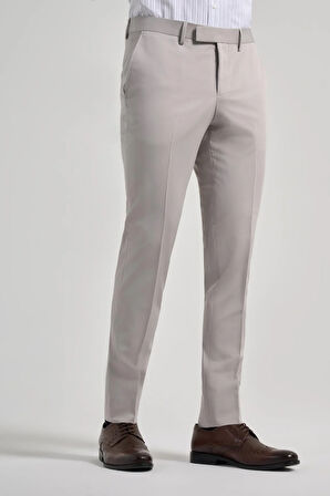 Açık Krem Esnek Yandan Cepli Slim Fit Classic Pantolon 1003250106