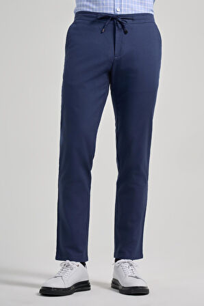 İndigo Mavi Pamuklu Yandan Cepli Casual Comfort Fit Jogger Pantolon 1003250110