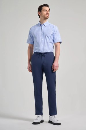 İndigo Mavi Pamuklu Yandan Cepli Casual Comfort Fit Jogger Pantolon 1003250110