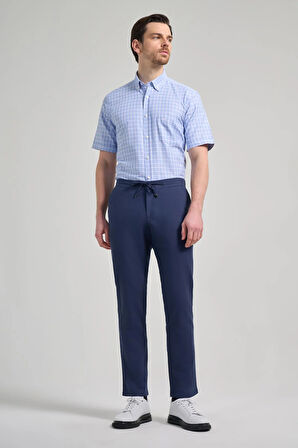 İndigo Mavi Pamuklu Yandan Cepli Casual Comfort Fit Jogger Pantolon 1003250110