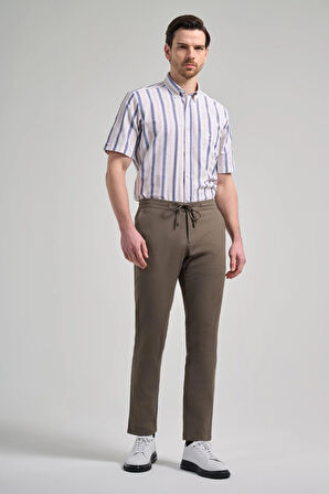 Koyu Haki Pamuklu Yandan Cepli Casual Comfort Fit Jogger Pantolon 1003250110