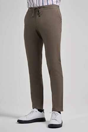 Koyu Haki Pamuklu Yandan Cepli Casual Comfort Fit Jogger Pantolon 1003250110