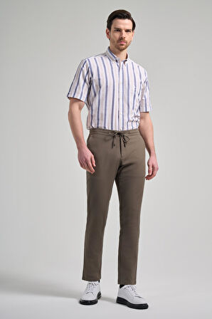 Koyu Haki Pamuklu Yandan Cepli Casual Comfort Fit Jogger Pantolon 1003250110