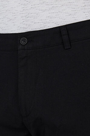 Siyah Armürlü Yan Cep Düz Paça Slim Fit Pamuklu Casual Chino Pantolon 1003250120