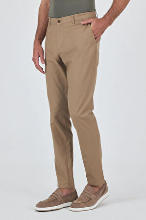 Koyu Vizon Armürlü Yan Cep Düz Paça Slim Fit Pamuklu Casual Chino Pantolon 1003250120