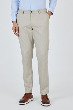 Taş Rengi Gabardin Yan Cep Düz Paça Comfort Fit Pamuklu Casual Chino Pantolon 1003250121