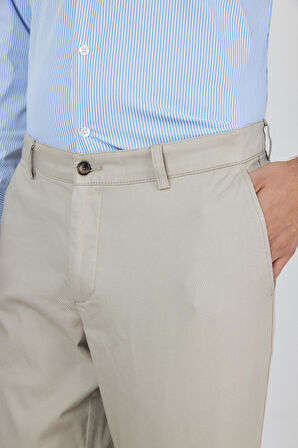 Taş Rengi Gabardin Yan Cep Düz Paça Comfort Fit Pamuklu Casual Chino Pantolon 1003250121