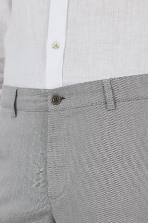 Gri Desenli Armürlü Yan Cep Düz Paça Comfort Fit Pamuklu Casual Chino Pantolon 1003250122