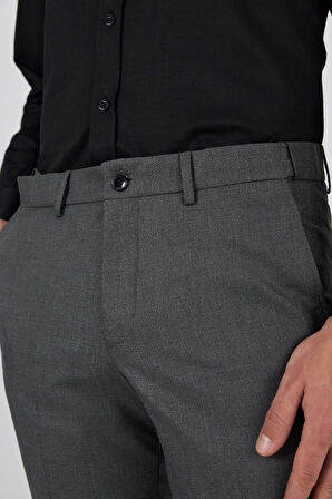 Siyah Filafil Yan Cep Açık Paça Slim Fit Ayarlanabilir Kemer Pantolon 1003250123