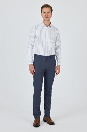 Lacivert Filafil Yan Cep Açık Paça Slim Fit Ayarlanabilir Kemer Pantolon 1003250123