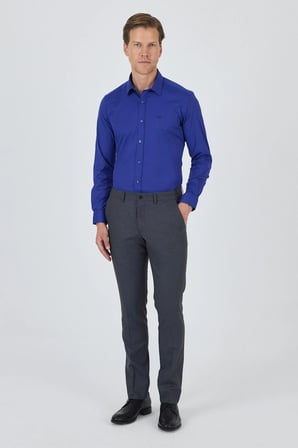 Lacivert Filafil Yan Cep Açık Paça Slim Fit Ayarlanabilir Kemer Pantolon 1003250123