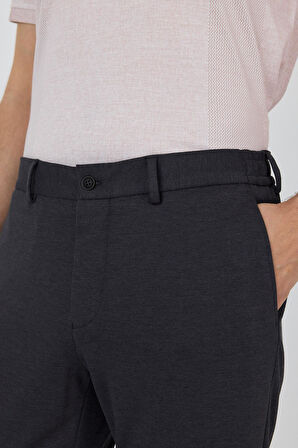 Koyu Antrasit Esnek Yandan Cepli Casual Slim Fit Jogger Pantolon 1003250156