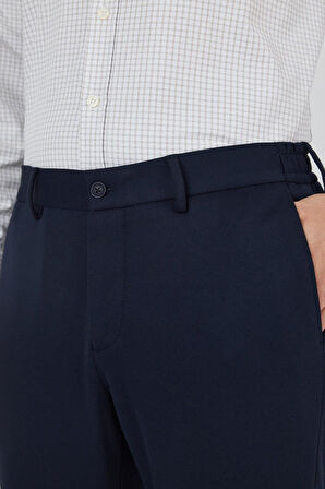 Koyu Lacivert Esnek Yandan Cepli Casual Slim Fit Jogger Pantolon 1003250156