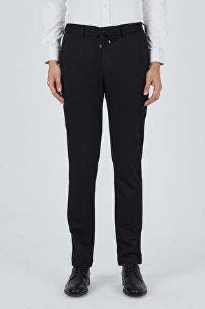 Siyah Esnek Yandan Cepli Casual Slim Fit Pantolon 1003250158