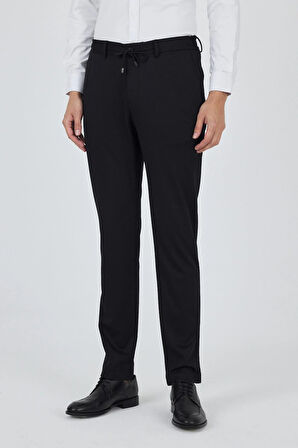 Siyah Esnek Yandan Cepli Casual Slim Fit Pantolon 1003250158