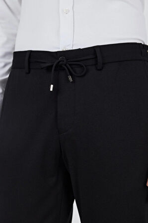 Siyah Esnek Yandan Cepli Casual Slim Fit Pantolon 1003250158