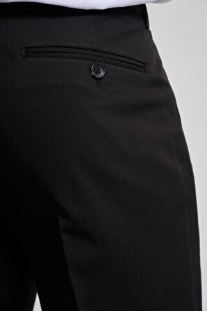 Siyah Esnek Yandan Cepli Comfort Fit Classic Pantolon 1003250159