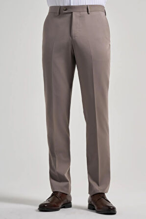 Sütlü Kahverengi Esnek Yandan Cepli Comfort Fit Classic Pantolon 1003250159